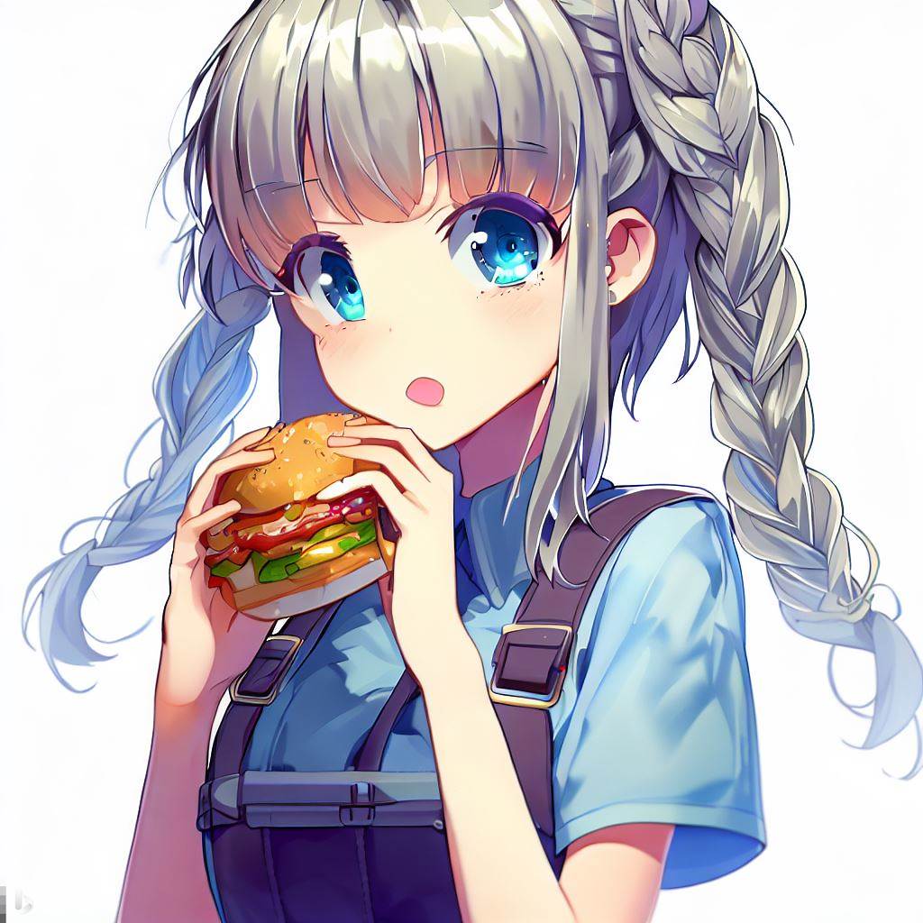 ハンバーガーを食べる―CGイラスト