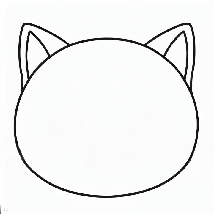 猫の顔ーぬり絵（描く用）